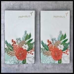 NEW Papyrus Holiday Dinner Napkins Guest Bath Towels Pinecone Holly Floral 48 ct
